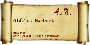 Alács Norbert névjegykártya